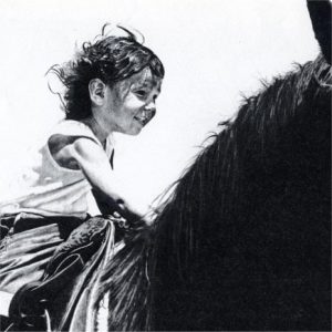 Boy On Horse - charcoal drawing by Ben Kikuyama